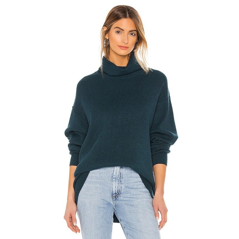 Free People Softly Structured Tunic Sweater in Turquoise Size Medium Oversized